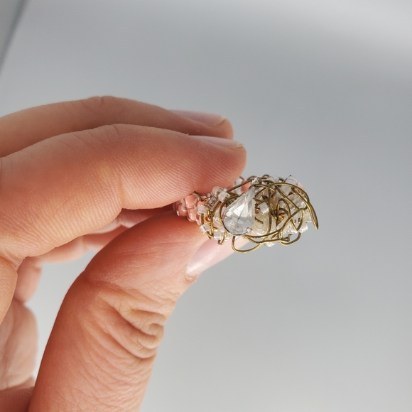 Intricate Peach Wire Wrapped Dangle Ring - Picture 7 of 9